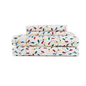 🎄 🆕 Christmas Lights, Flannel Sheet Set, Queen